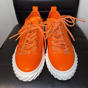 Guiseppe Zanotti Orange All leather Designer Shoes Men Size 8
